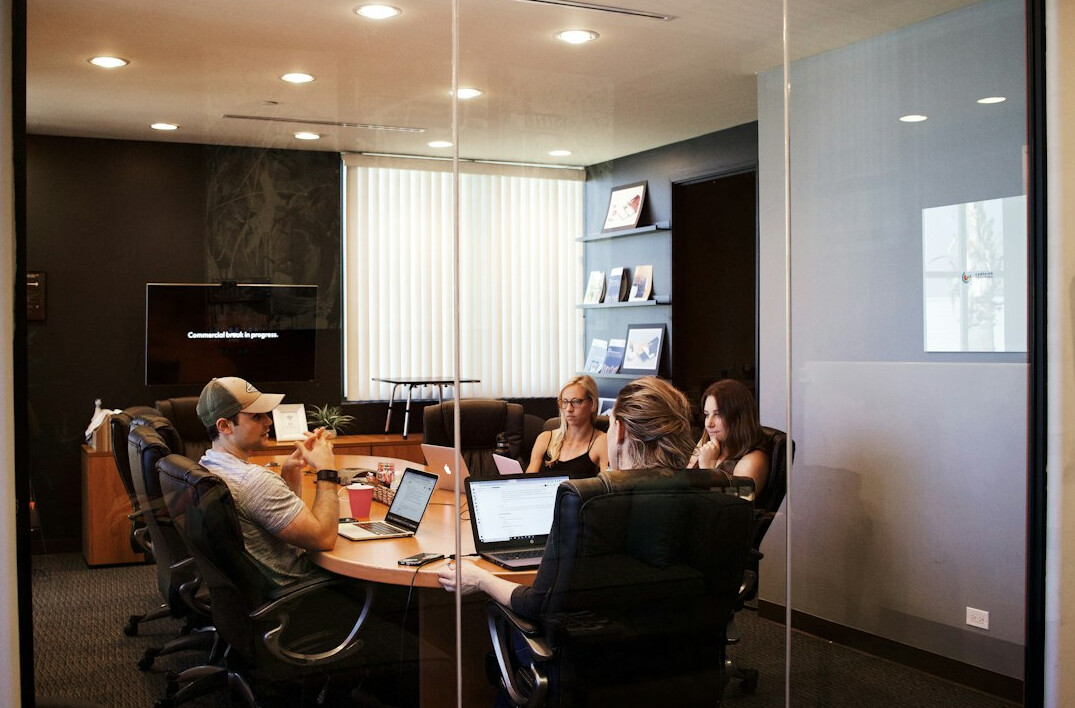 business meeting with technology